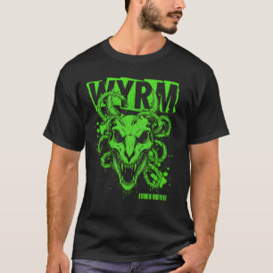 Camiseta Arte de fantasía oscura Wyrm Serpiente Verde Neón