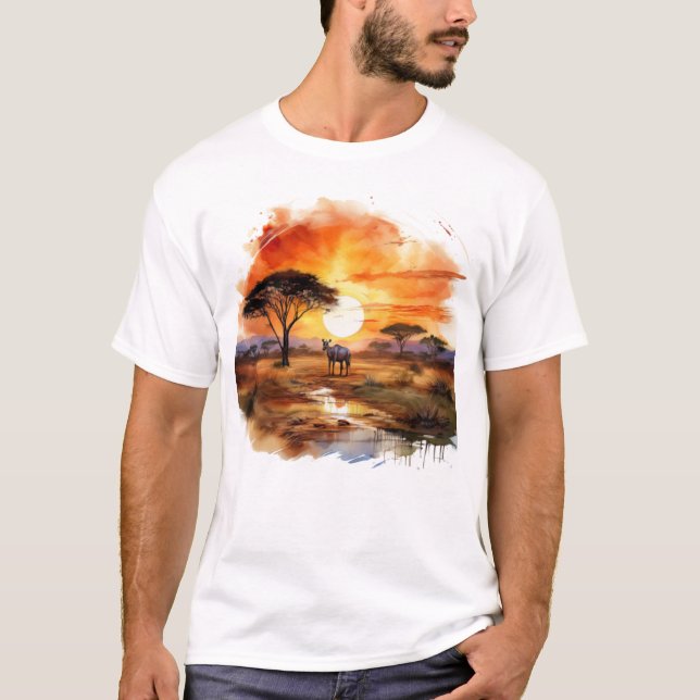 Camiseta Arte de fauna africana de cebra solar - Tierras de (Anverso)
