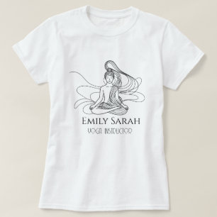 Camiseta Arte de figura meditando en línea fluida yoga