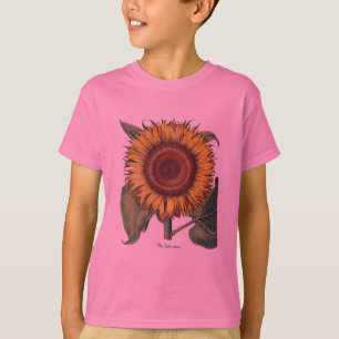 Camiseta Arte de Flor de Damasco Vintage Girasol