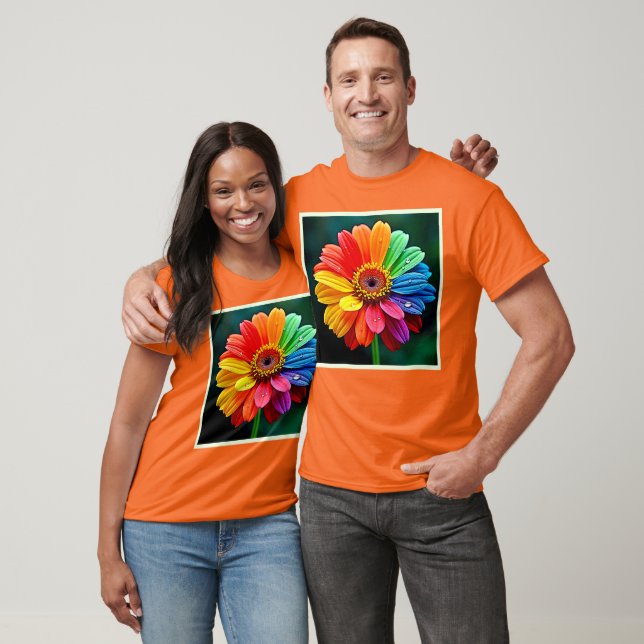 Camiseta Arte de Flor de Pétalo de Arcoíris (Unisexo)
