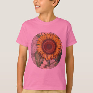 Camiseta Arte de flor de yute vintage Damask
