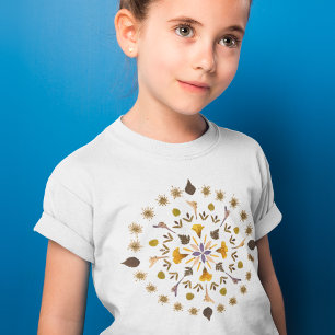 Camiseta Arte de Flor Prensada Mandala Botánica