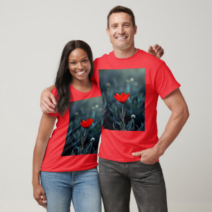 Camiseta Arte de Flor Roja Noche Oscura Soledad