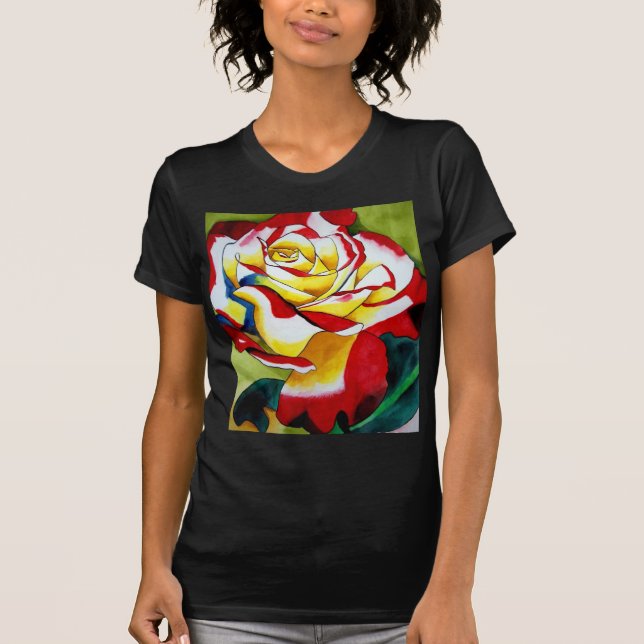 Camiseta Arte de flores de acuarela original de té Rosa (Anverso)