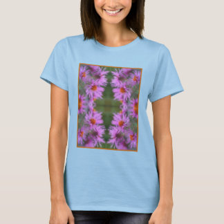 Camiseta Arte de flores de ásters de rosa salvaje