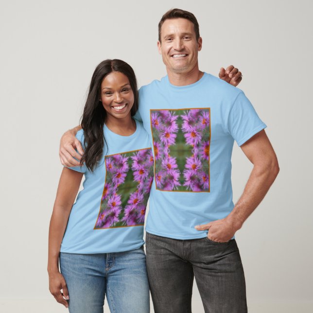 Camiseta Arte de flores de ásters de rosa salvaje (Unisexo)