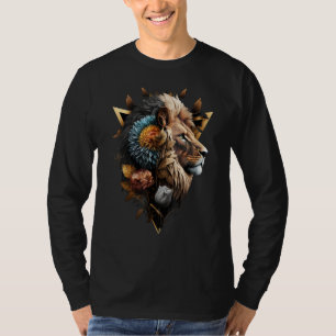 Camiseta Arte de flores de león Impresión de arte animal Mo