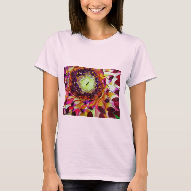 Camiseta Arte de flores originales abstracto de Purple Dahl (Anverso)
