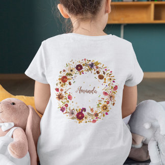 Camiseta Arte de flores prensadas círculo florecido femenin