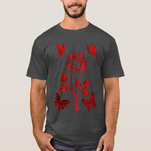 Camiseta arte de flores rojas arte de colores pastel arte f