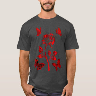 Camiseta arte de flores rojas arte de colores pastel arte f