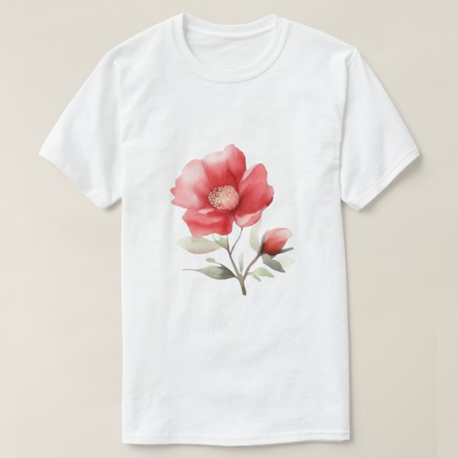 Camiseta Arte de flores rojas creativas (Diseño del anverso)