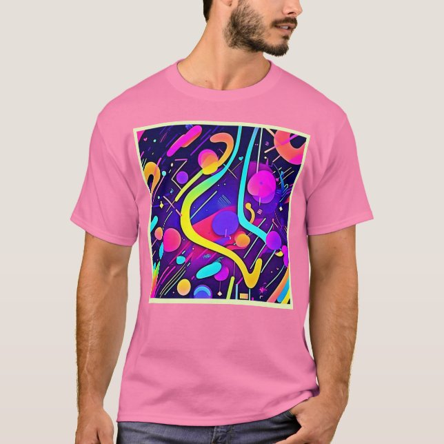 Camiseta Arte de forma abstracto de neón (Anverso)