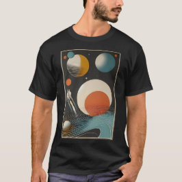Camiseta Arte de Galaxia de Olas de Edad Espacial de Mitad