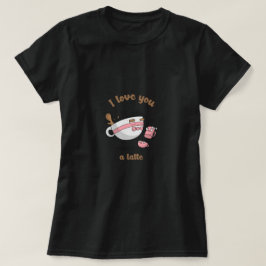 Camiseta Arte de garabatos Pareja de café de dibujos animad