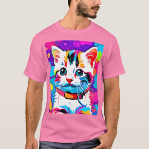 Camiseta Arte de Gatito Colorido
