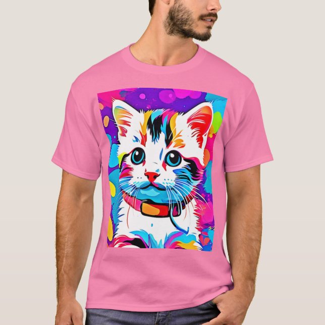 Camiseta Arte de Gatito Colorido (Anverso)