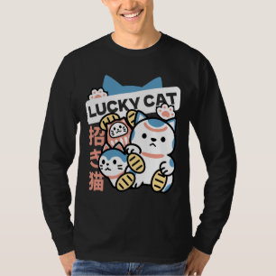 Camiseta Arte de Gato Afortunado – Maneki Neko con Moneda d