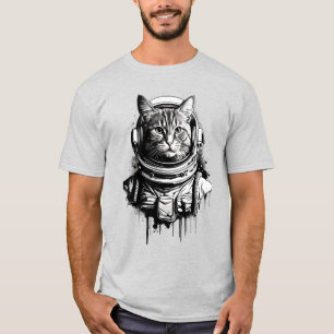 Camiseta Arte de gato astronauta con tinta