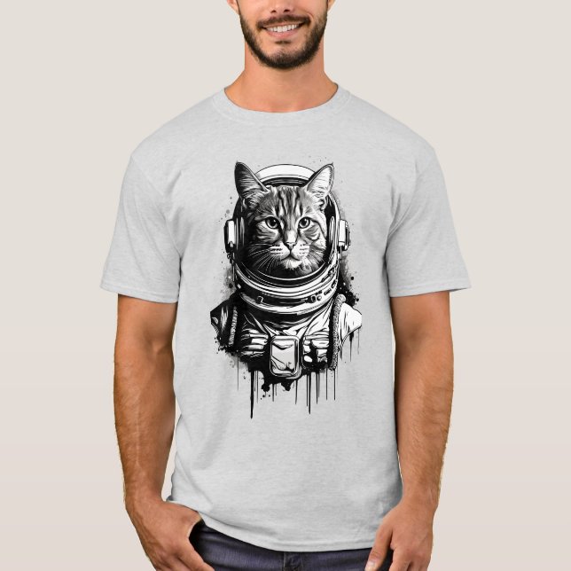 Camiseta Arte de gato astronauta con tinta (Anverso)