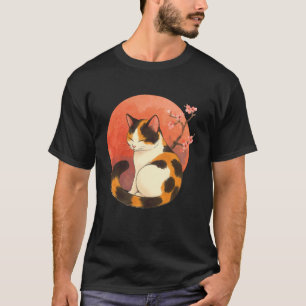 Camiseta Arte de gato atigrado lindo árbol de flor de cerez