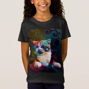CAMISETA ARTE DE GATO COLORIDO DIVERTIDO