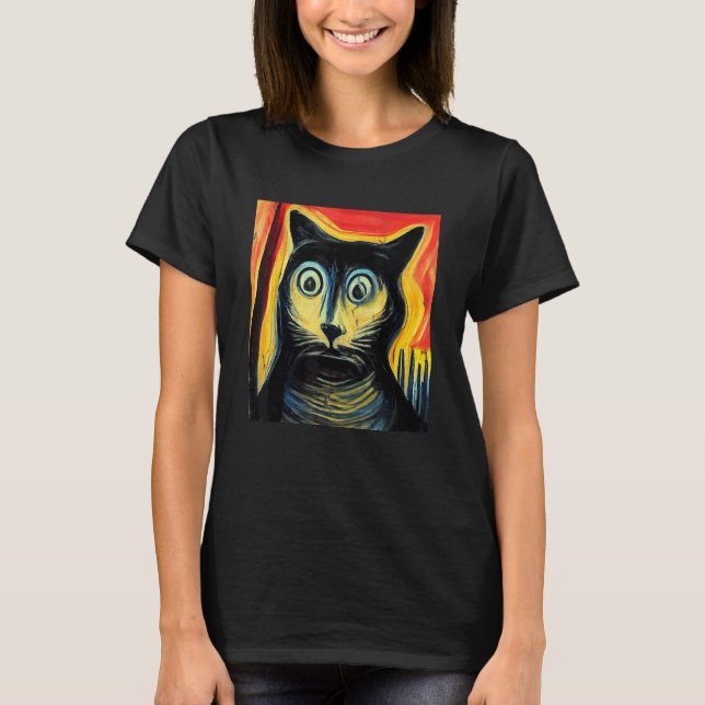 Camiseta Arte de gato confundido (Anverso)