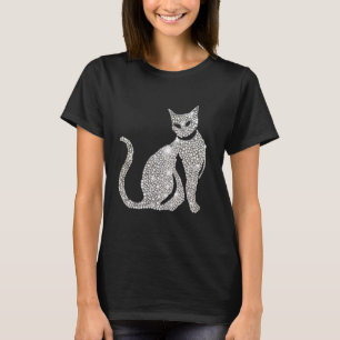 Camiseta Arte de gato diamantes silueta felino bonito