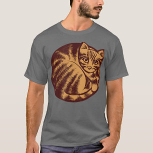 Camiseta Arte de gato enredado artístico Naranja lindo gato