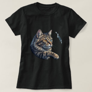 Camiseta Arte de gato esponjoso con heterocromía alcanzando