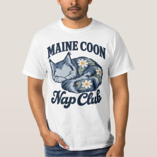 Camiseta Arte de gato gordo Maine Coon Club de la siesta fl