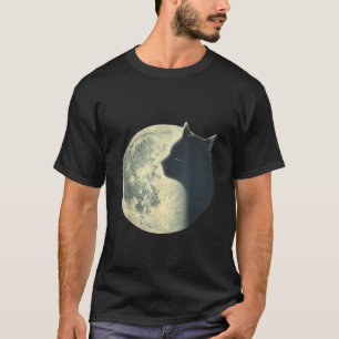 Camiseta Arte de gato luna lindo Silueta de gato luna llena
