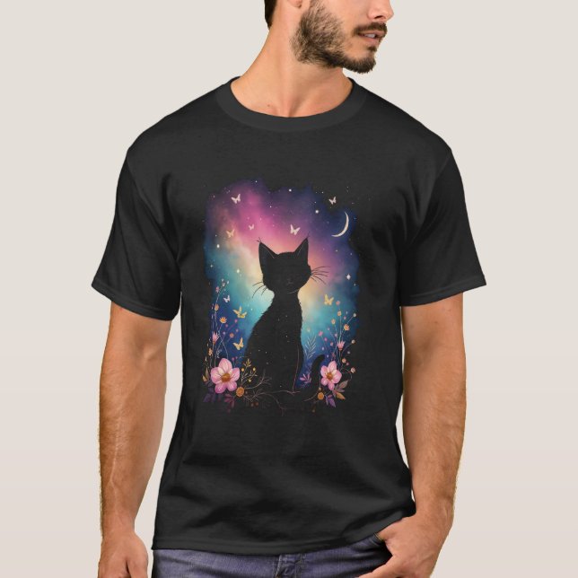 Camiseta arte de gato místico (Anverso)