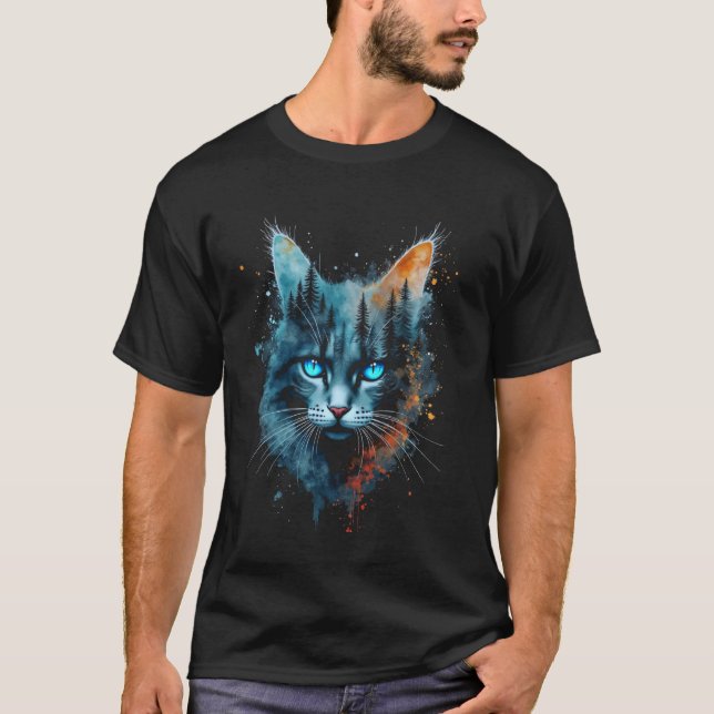 Camiseta arte de gato místico (Anverso)