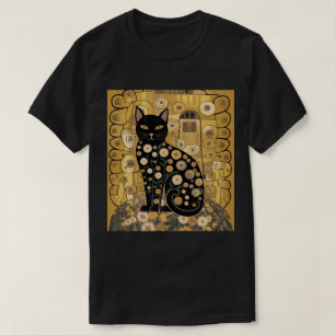 Camiseta Arte de gato negro decorativo dorado estilo Gustav