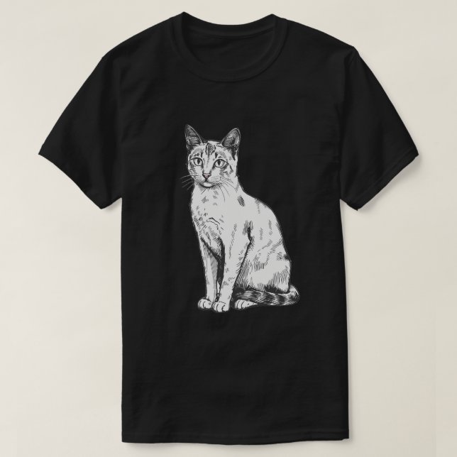 Camiseta Arte de Gato Sentado (Diseño del anverso)