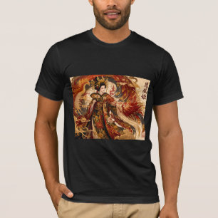Camiseta Arte de Geisha Fénix Japonesa   Diseño de Mitologí