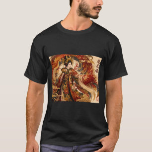 Camiseta Arte de Geisha Fénix Japonesa Diseño de Mitologí