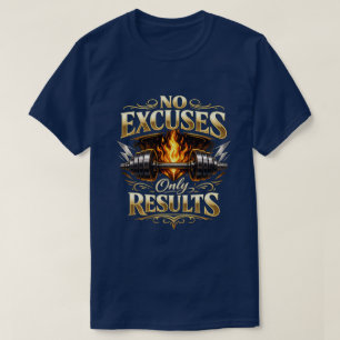 Camiseta Arte de Gimnasio Oro Sin Excusas Solo Resultados