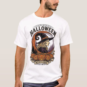 Camiseta Arte de grabado de luna de calabaza de Halloween d