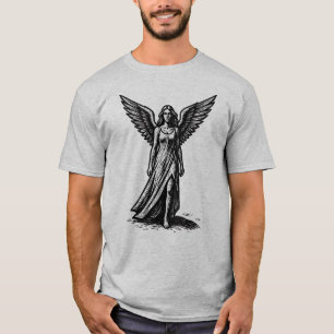 Camiseta Arte de grabado en madera de ángel celestial