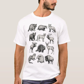 Camiseta Arte de grabado vintage de vida silvestre norteame