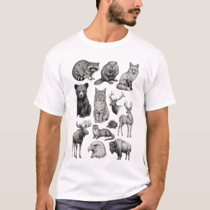 Camiseta Arte de grabado vintage de vida silvestre norteame