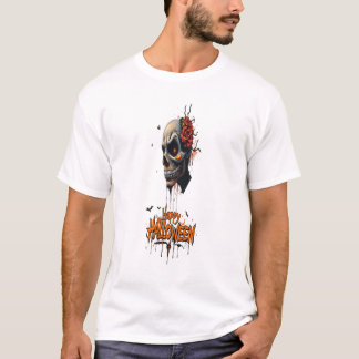 Camiseta arte de graffiti de cara de Halloween para hombres