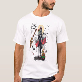 Camiseta arte de graffiti de guitarra de halloween anime ge