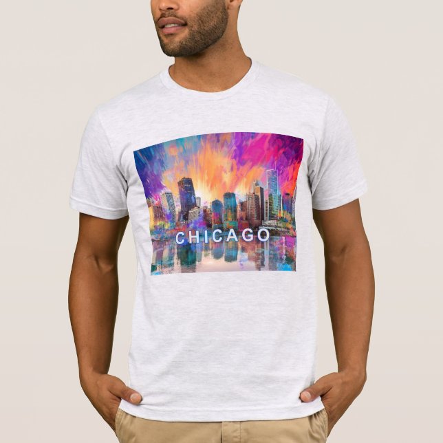 Camiseta Arte de graffiti en el Skyline de Chicago (Anverso)