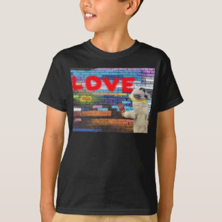 Camiseta Arte de graffiti en pared con el tema Love USA. Ca