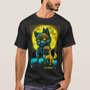 Camiseta Arte de grafiti de Pug y hombre lobo
