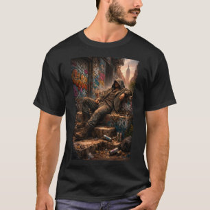 Camiseta Arte de grafiti en muro de vida callejera urbana